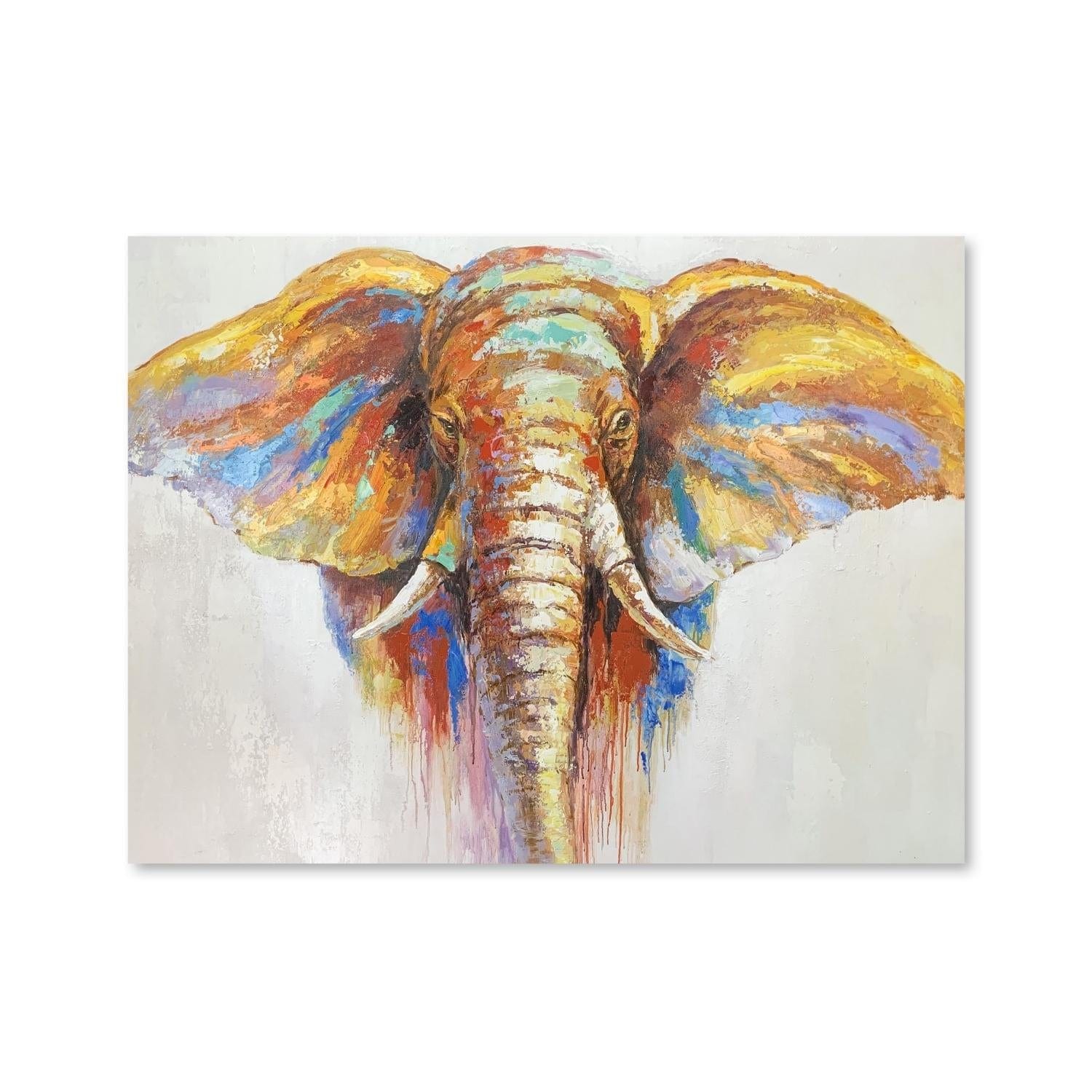 Elephant Beauty Oil Painting Oil Clock Canvas