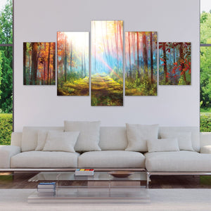 Enchanted Pathway Canvas - 5 Panel Art Clock Canvas