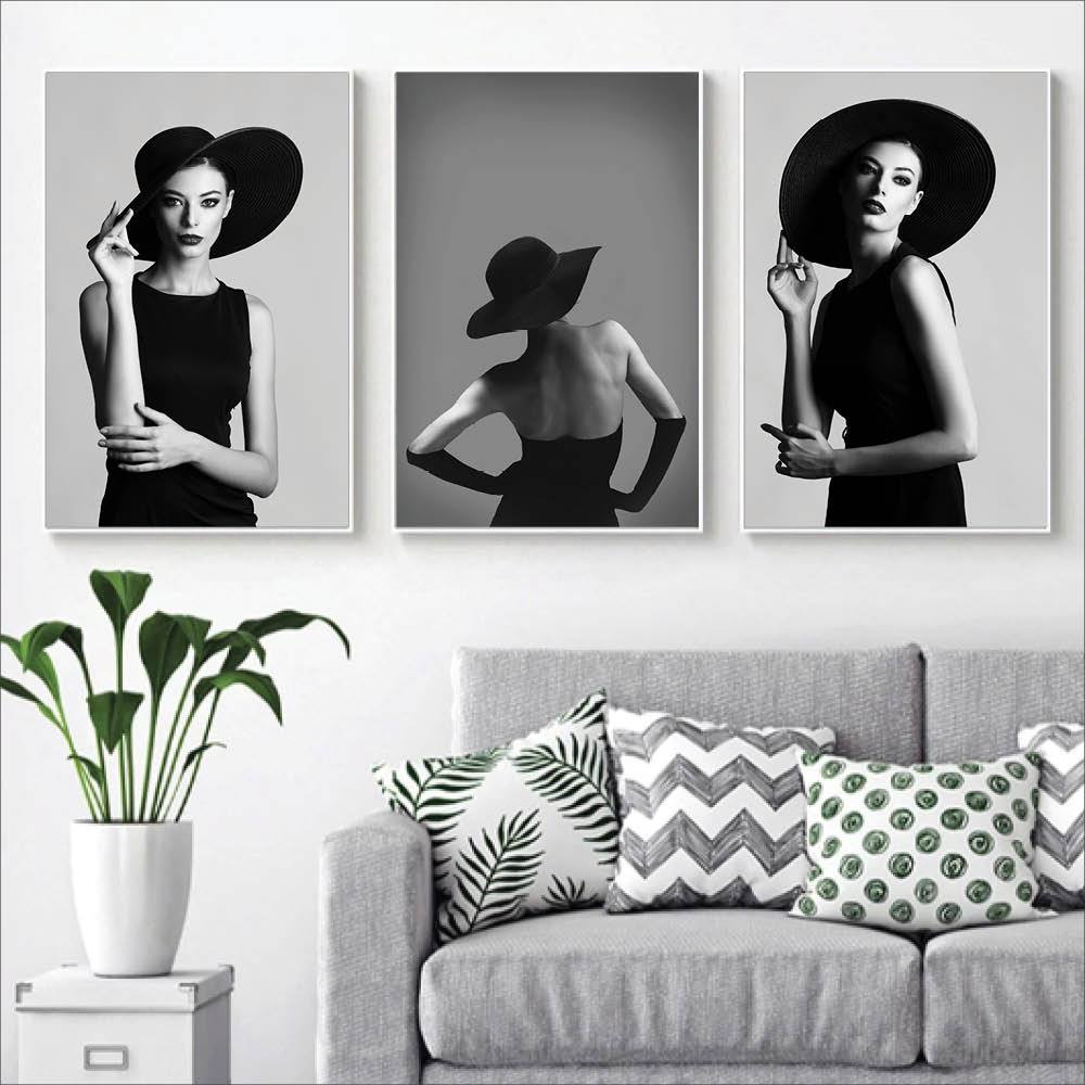 EnVogue Woman Canvas Art Set of 3 / 40 x 50cm / No Board - Canvas Print Only Clock Canvas