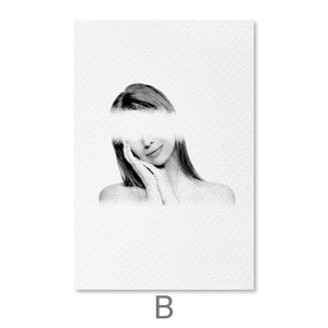Erased Woman Canvas Art B / 40 x 50cm / No Board - Canvas Print Only Clock Canvas