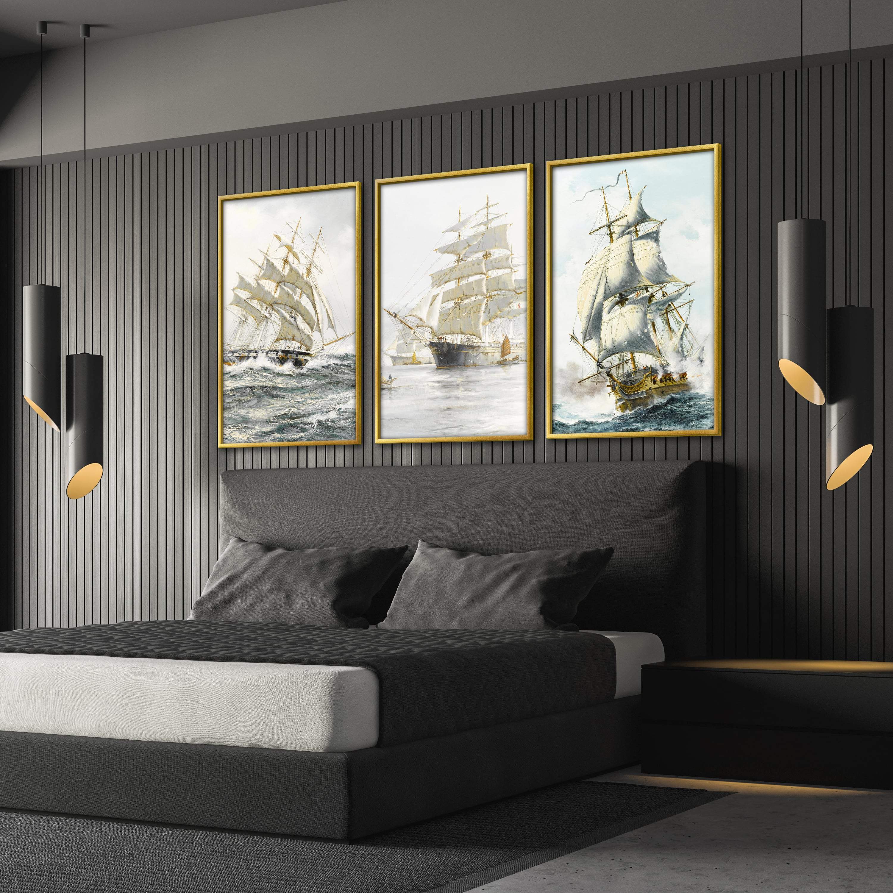 European Ship Canvas Art Clock Canvas