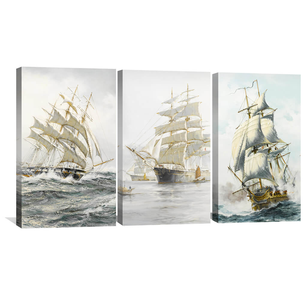 European Ship Canvas Art Clock Canvas