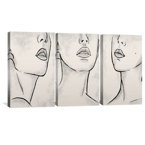 Expressions Canvas Art Set of 3 / 30 x 45cm / Unframed Canvas Print Clock Canvas