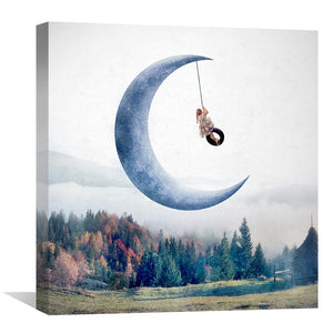 Fantasy Crescent Canvas Art 30 x 30cm / Unframed Canvas Print Clock Canvas
