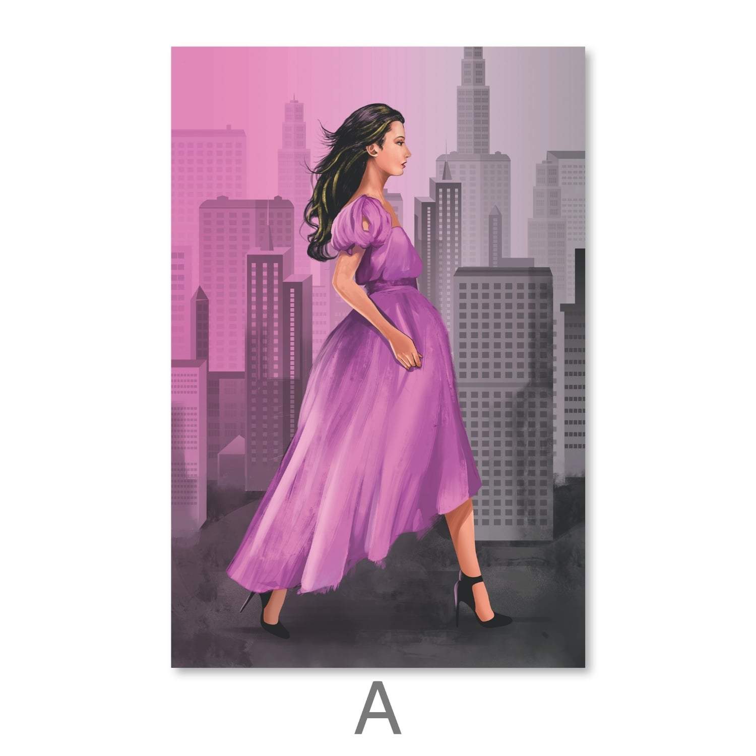 Fashionable Streets Canvas Art A / 30 x 45cm / Unframed Canvas Print Clock Canvas