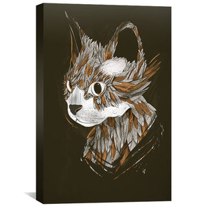 Feathered Cat Dark Canvas Art Clock Canvas