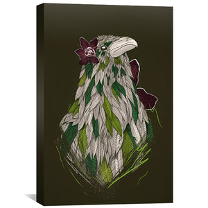 Feathered Raven Dark Canvas Art Clock Canvas