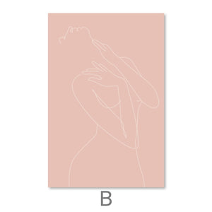 Female Line Art Canvas Art B / 30 x 45cm / Unframed Canvas Print Clock Canvas