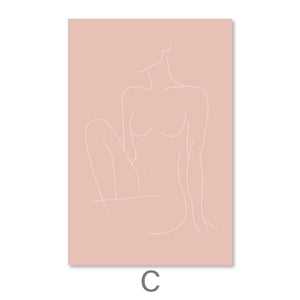 Female Line Art Canvas Art C / 30 x 45cm / Unframed Canvas Print Clock Canvas