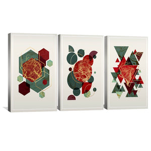Festive Motif Canvas Art Set of 3 / 40 x 50cm / Unframed Canvas Print Clock Canvas