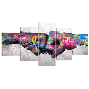 Fist Bump Canvas - 5 Panel Art 5 Panel / Large / Standard Gallery Wrap Clock Canvas