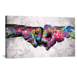 Fist Bump Canvas Art 50 x 25cm / Unframed Canvas Print Clock Canvas