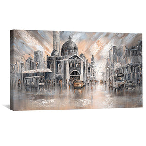 Flinders Station, Radiance Canvas Art Clock Canvas
