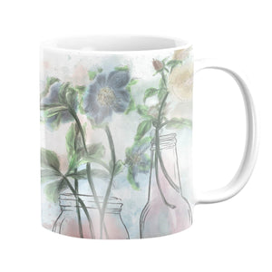 Floral Bottles Mug Mug White Clock Canvas