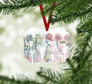 Floral Bottles Ornament Christmas Ornament Victorian 10.8 x 8cm Clock Canvas