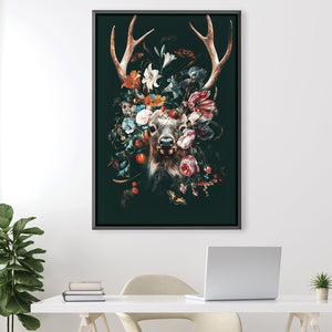 Floral Deer Canvas Art 30 x 45cm / Unframed Canvas Print Clock Canvas