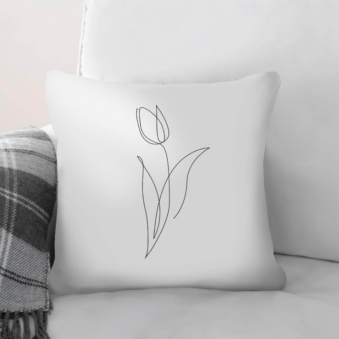 Flower Lines A Cushion Cushion 45 x 45cm Clock Canvas
