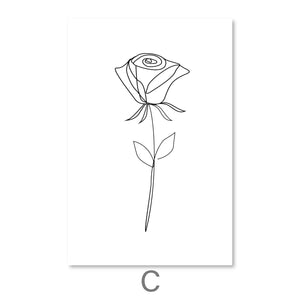 Flower Lines Canvas Art C / 30 x 45cm / Unframed Canvas Print Clock Canvas