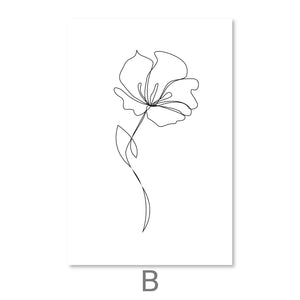 Flower Lines Canvas Art Clock Canvas