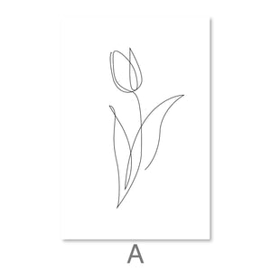 Flower Lines Canvas Art Clock Canvas