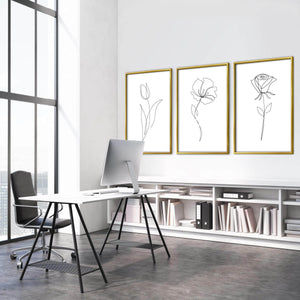 Flower Lines Canvas Art Clock Canvas