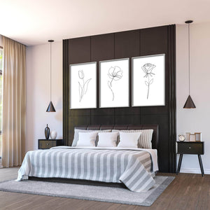 Flower Lines Canvas Art Clock Canvas