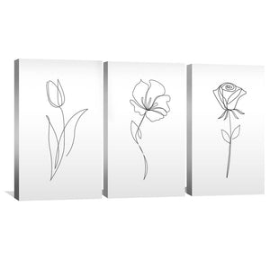 Flower Lines Canvas Art Clock Canvas