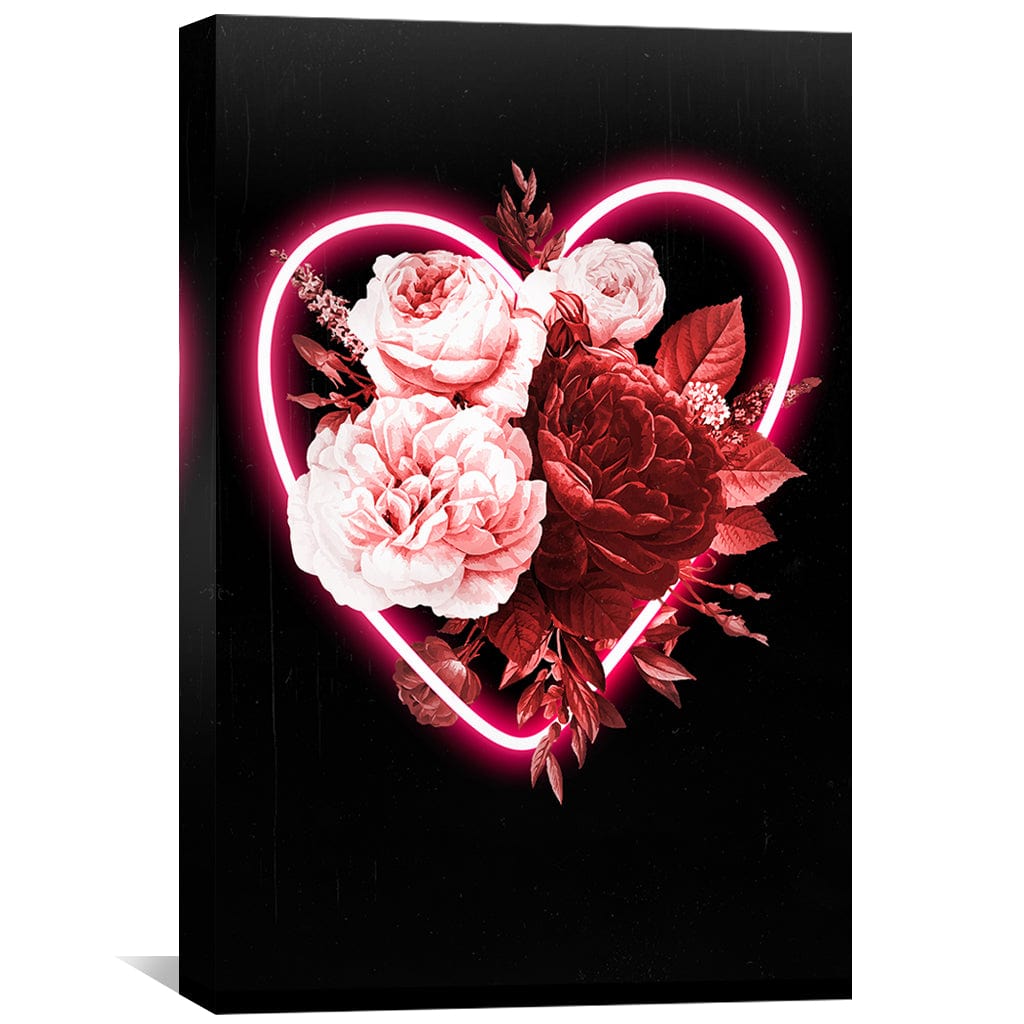 Flower Neon Canvas Art Clock Canvas