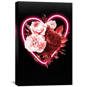 Flower Neon Canvas Art Clock Canvas