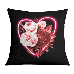 Flower Neon Cushion Cushion 45 x 45cm Clock Canvas