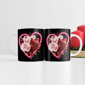 Flower Neon Mug Mug White Clock Canvas