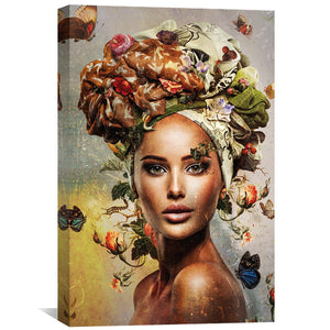 Flower Woman 5 Canvas Art Clock Canvas