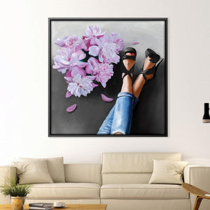 Flowers and Heels Canvas Art Clock Canvas