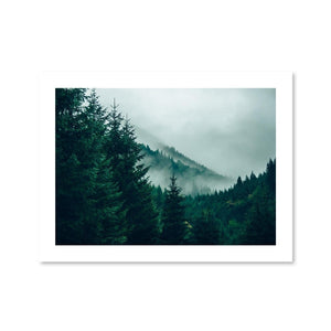 Foggy Forest Print Art Clock Canvas