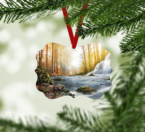 Forest River Ornament Christmas Ornament Victorian 10.8 x 8cm Clock Canvas