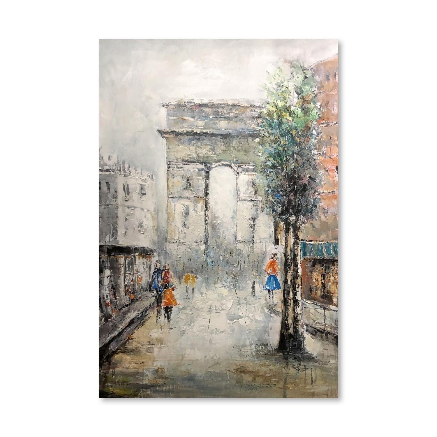 French Texture Oil Painting Oil Clock Canvas