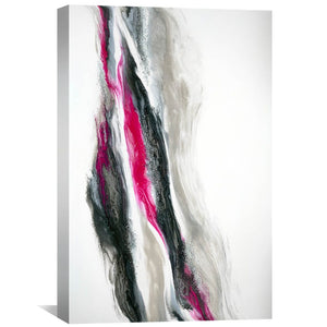 Fuschia And Silver Wave Canvas Art 30 x 45cm / Unframed Canvas Print Clock Canvas