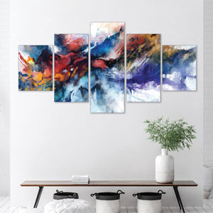 Fusion of Color Canvas - 5 Panel Art Clock Canvas