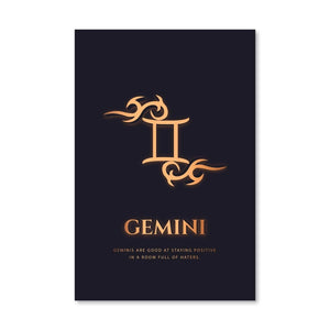 Gemini - Gold Canvas Art Clock Canvas