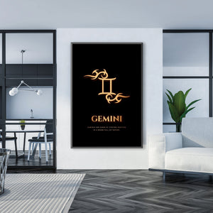 Gemini - Gold Clock Canvas