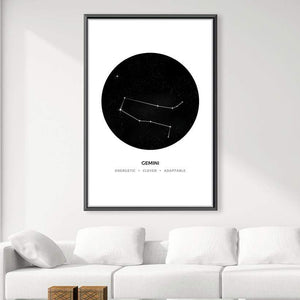 Gemini Traits Canvas Art Clock Canvas