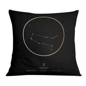 Gemini Traits Gold Cushion Cushion Cushion Square Clock Canvas
