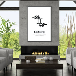 Gemini - White Clock Canvas