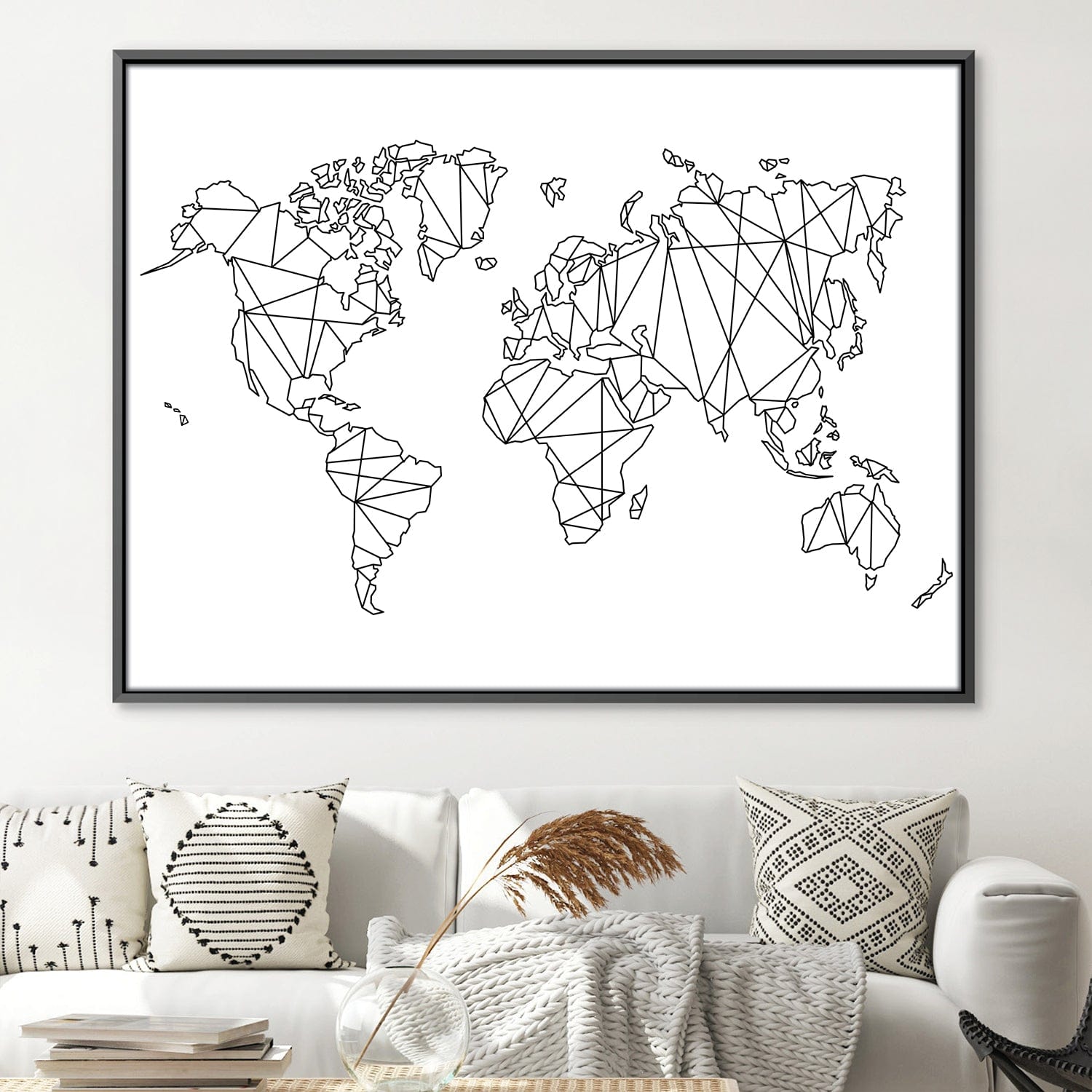 Geometric World Map Canvas Art Clock Canvas