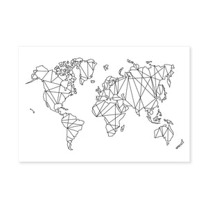 Geometric World Map Canvas Art Clock Canvas