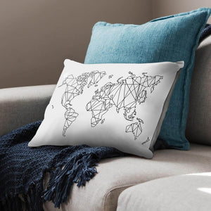 Geometric World Map Cushion Cushion Cushion Landscape Clock Canvas