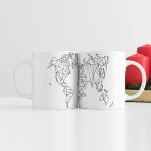 Geometric World Map Mug Mug White Clock Canvas