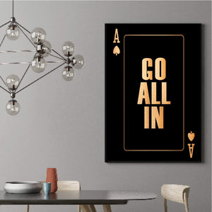 Go All In - Gold Clock Canvas