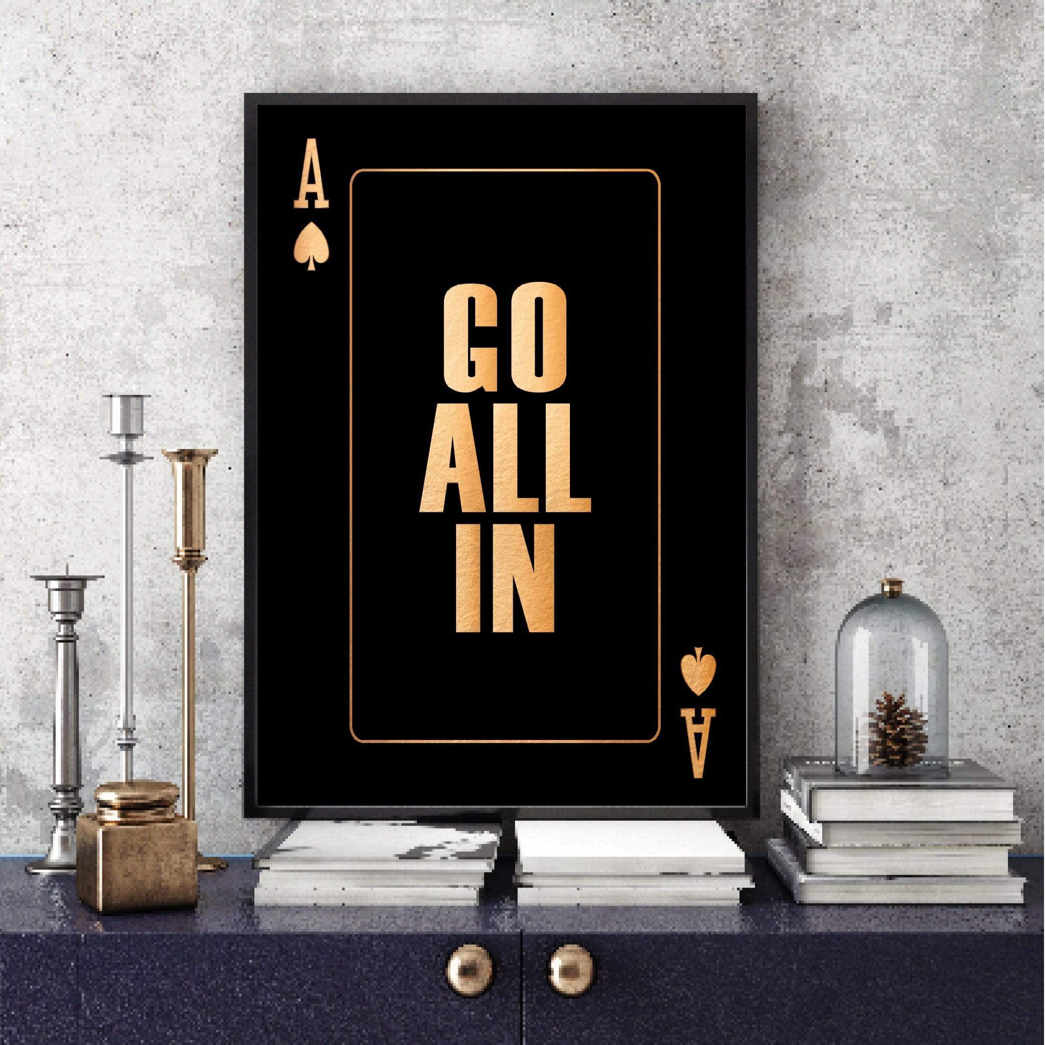 Go All In - Gold Clock Canvas