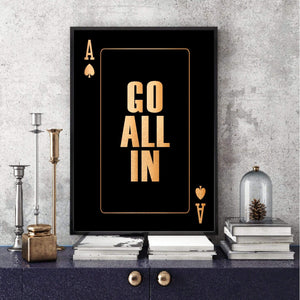 Go All In - Gold Clock Canvas